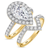 Photo of Adeola 4 1/5 ct tw. Lab Grown Diamond Pear Solitaire Bridal Set 10K Yellow Gold [BR2307Y-M295]