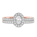 Photo of Adeola 7/8 ct tw. Lab Grown Diamond Oval Solitaire Bridal Set 10K Rose Gold [BR2313R-I045]