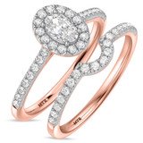 Photo of Adeola 7/8 ct tw. Lab Grown Diamond Oval Solitaire Bridal Set 10K Rose Gold [BR2313R-I045]