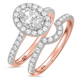 Photo of Adeola 1 3/4 ct tw. Lab Grown Diamond Oval Solitaire Bridal Set 14K Rose Gold [BR2315R-I095]