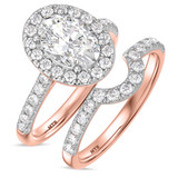 Photo of Adeola 2 7/8 ct tw. Lab Grown Diamond Oval Solitaire Bridal Set 10K Rose Gold [BR2316R-I195]