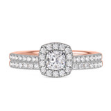 Photo of Adeola 7/8 ct tw. Diamond Cushion Solitaire Bridal Set 14K Rose Gold [BR2318R-U045]