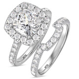 Photo of Adeola 4 1/5 ct tw. Diamond Cushion Solitaire Bridal Set 10K White Gold [BR2322W-U295]