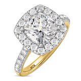Photo of Adeola 3 3/4 ct tw. Diamond Cushion Solitaire Engagement Ring 14K Yellow Gold [BT2322YE-U295]