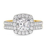 Photo of Adeola 3 ct tw. Lab Grown Diamond Cushion Solitaire Bridal Set 14K Yellow Gold [BR2326Y-Q195]