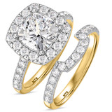 Photo of Adeola 4 1/5 ct tw. Diamond Cushion Solitaire Bridal Set 14K Yellow Gold [BR2322Y-U295]