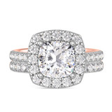 Photo of Adeola 4 1/5 ct tw. Lab Grown Diamond Cushion Solitaire Bridal Set 10K Rose Gold [BR2327R-Q295]