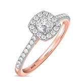 Photo of Adeola 7/8 ct tw. Lab Grown Diamond Cushion Solitaire Bridal Set 10K Rose Gold [BT2323RE-Q045]