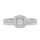 Photo of Adeola 7/8 ct tw. Lab Grown Diamond Cushion Solitaire Bridal Set 10K White Gold [BR2323W-Q045]