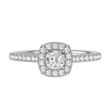 Photo of Adeola 7/8 ct tw. Lab Grown Diamond Cushion Solitaire Bridal Set 14K White Gold [BT2323WE-Q045]