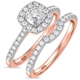 Photo of Adeola 1 1/3 ct tw. Lab Grown Diamond Cushion Solitaire Bridal Set 10K Rose Gold [BR2324R-Q070]