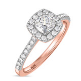 Photo of Adeola 1 1/3 ct tw. Lab Grown Diamond Cushion Solitaire Bridal Set 10K Rose Gold [BT2324RE-Q070]