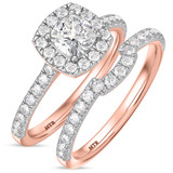 Photo of Adeola 1 2/3 ct tw. Diamond Cushion Solitaire Bridal Set 14K Rose Gold [BR2320R-U095]