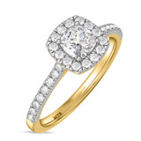Photo of Adeola 1 1/10 ct tw. Lab Grown Diamond Cushion Solitaire Engagement Ring 10K Yellow Gold [BT2324YE-Q070]