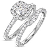 Photo of Adeola 1 1/3 ct tw. Lab Grown Diamond Cushion Solitaire Bridal Set 10K White Gold [BR2324W-Q070]