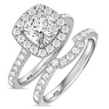 Photo of Adeola 3 ct tw. Diamond Cushion Solitaire Bridal Set 10K White Gold [BR2321W-U195]