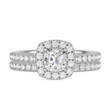 Photo of Adeola 1 2/3 ct tw. Lab Grown Diamond Cushion Solitaire Bridal Set 14K White Gold [BR2325W-Q095]