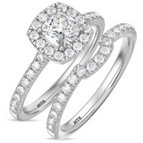 Photo of Adeola 1 2/3 ct tw. Lab Grown Diamond Cushion Solitaire Bridal Set 14K White Gold [BR2325W-Q095]