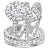 Photo of Adeola 3 7/8 ct tw. Lab Grown Diamond Pear Solitaire Trio Set 10K White Gold [BT2306W-M195]