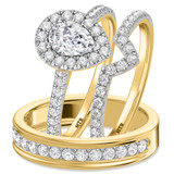 Photo of Adeola 1 7/8 ct tw. Diamond Pear Solitaire Trio Set 14K Yellow Gold [BT2300Y-F070]