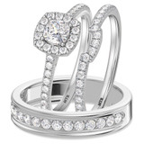 Photo of Adeola 1 1/2 ct tw. Lab Grown Diamond Cushion Solitaire Trio Set 14K White Gold [BT2323W-Q045]