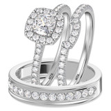 Photo of Adeola 1 7/8 ct tw. Lab Grown Diamond Cushion Solitaire Trio Set 10K White Gold [BT2324W-Q070]