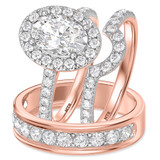 Photo of Adeola 3 7/8 ct tw. Lab Grown Diamond Oval Solitaire Trio Set 10K Rose Gold [BT2316R-I195]