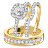 Photo of Adeola 1 7/8 ct tw. Lab Grown Diamond Cushion Solitaire Trio Set 10K Yellow Gold [BT2324Y-Q070]