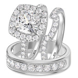 Photo of Adeola 5 1/5 ct tw. Diamond Cushion Solitaire Trio Set 10K White Gold [BT2322W-U295]