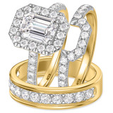 Photo of Adeola 3 7/8 ct tw. Lab Grown Diamond Emerald Solitaire Trio Set 14K Yellow Gold [BT2336Y-N195]