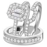 Photo of Adeola 2 1/4 ct tw. Lab Grown Diamond Emerald Solitaire Trio Set 14K White Gold [BT2335W-N095]