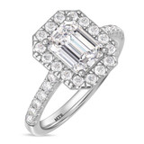 Photo of Adeola 3 ct tw. Lab Grown Diamond Emerald Solitaire Bridal Set 14K White Gold [BT2336WE-N195]