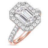 Photo of Adeola 4 1/7 ct tw. Lab Grown Diamond Emerald Solitaire Bridal Set 10K Rose Gold [BT2337RE-N295]