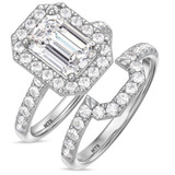 Photo of Adeola 4 1/7 ct tw. Lab Grown Diamond Emerald Solitaire Bridal Set 10K White Gold [BR2337W-N295]