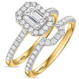 Photo of Adeola 1 1/3 ct tw. Diamond Emerald Solitaire Bridal Set 10K Yellow Gold [BR2329Y-E070]
