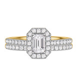 Photo of Adeola 1 ct tw. Lab Grown Diamond Emerald Solitaire Bridal Set 14K Yellow Gold [BR2333Y-N045]