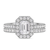 Photo of Adeola 1 3/4 ct tw. Diamond Emerald Solitaire Bridal Set 10K White Gold [BR2330W-E095]