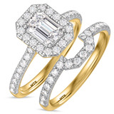 Photo of Adeola 1 3/4 ct tw. Diamond Emerald Solitaire Bridal Set 14K Yellow Gold [BR2330Y-E095]