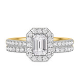 Photo of Adeola 1 1/3 ct tw. Lab Grown Diamond Emerald Solitaire Bridal Set 14K Yellow Gold [BR2334Y-N070]