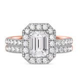 Photo of Adeola 3 ct tw. Diamond Emerald Solitaire Bridal Set 10K Rose Gold [BR2331R-E195]