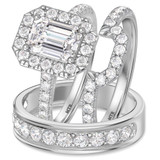 Photo of Adeola 3 7/8 ct tw. Diamond Emerald Solitaire Trio Set 10K White Gold [BT2331W-E195]