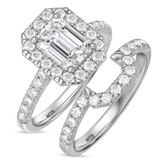 Photo of Adeola 3 ct tw. Diamond Emerald Solitaire Bridal Set 10K White Gold [BR2331W-E195]