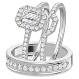 Photo of Adeola 1 1/2 ct tw. Diamond Emerald Solitaire Trio Set 14K White Gold [BT2328W-E045]