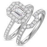 Photo of Adeola 1 3/4 ct tw. Lab Grown Diamond Emerald Solitaire Bridal Set 14K White Gold [BR2335W-N095]