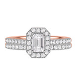 Photo of Adeola 1 ct tw. Diamond Emerald Solitaire Bridal Set 10K Rose Gold [BR2328R-E045]