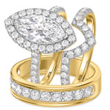 Photo of Adeola 4 ct tw. Lab Grown Diamond Marquise Solitaire Trio Set 10K Yellow Gold [BT2346Y-O195]