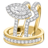 Photo of Adeola 2 1/4 ct tw. Diamond Marquise Solitaire Trio Set 14K Yellow Gold [BT2340Y-MQ095]