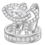 Photo of Adeola 4 ct tw. Lab Grown Diamond Marquise Solitaire Trio Set 10K White Gold [BT2346W-O195]