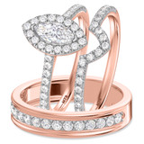 Photo of Adeola 1 1/2 ct tw. Lab Grown Diamond Marquise Solitaire Trio Set 10K Rose Gold [BT2343R-O045]