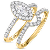 Photo of Adeola 7/8 ct tw. Lab Grown Diamond Marquise Solitaire Bridal Set 10K Yellow Gold [BR2343Y-O045]